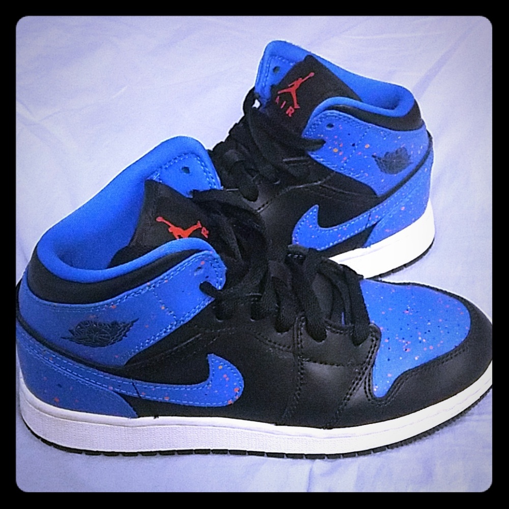 AIR JORDAN 1 MID "ROYAL PAINT SPLATTER"  sz 4.5Y
